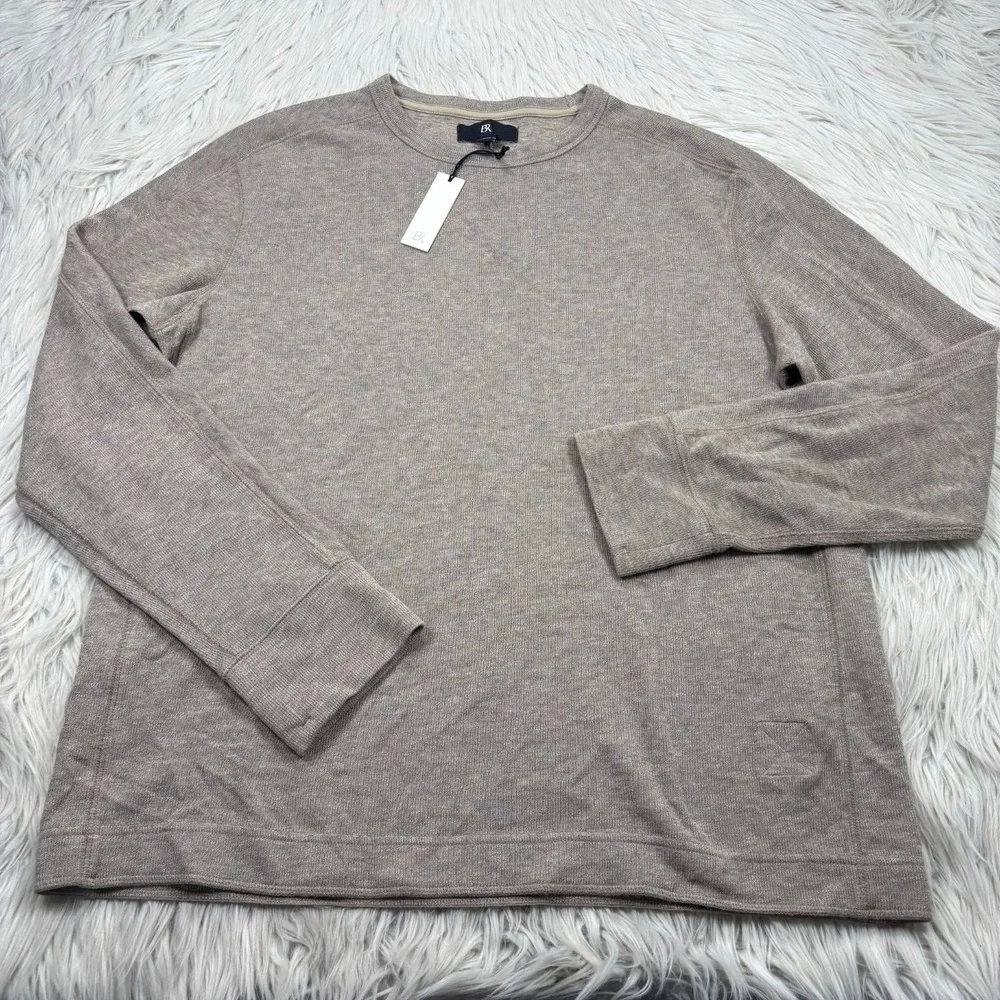 NWT Banana Republic Men's L Marled Tan Taupe Slub Knit Cotton Blend Sweater